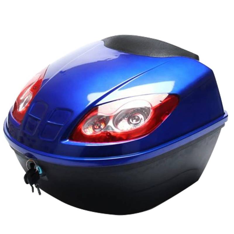 AVIITI Robuste Motorrad Heckbox Mit Montagezubehör Und Nacht-Warnleuchte Scooter Aufbewahrungskoffer,Blau,35x38x28cm von AVIITI
