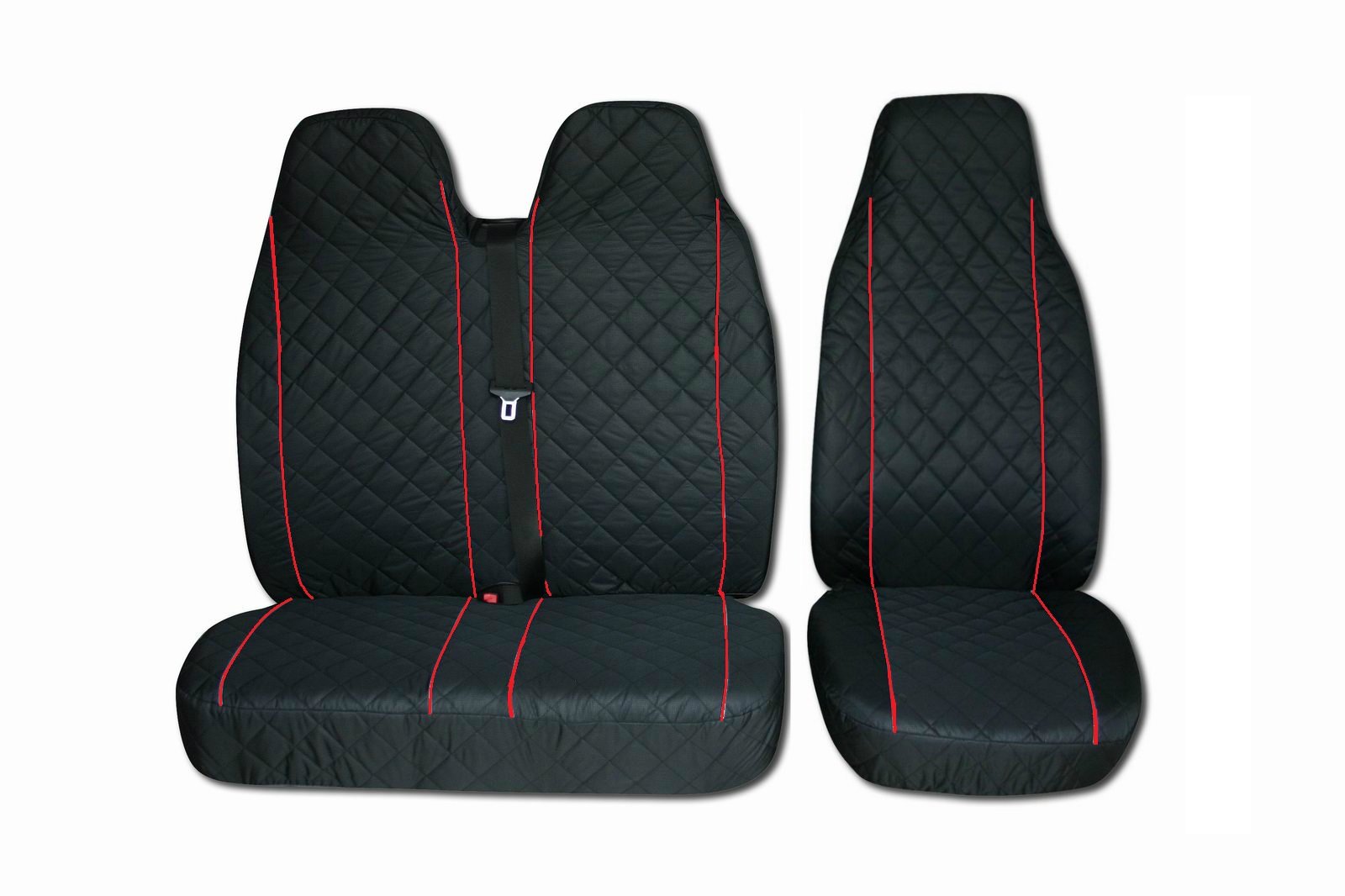 Sitzbezüge für Volkswagen VW Transporter T4, T5 (1 Single 1 Double) Roter Paspelierung von AVITON LTD