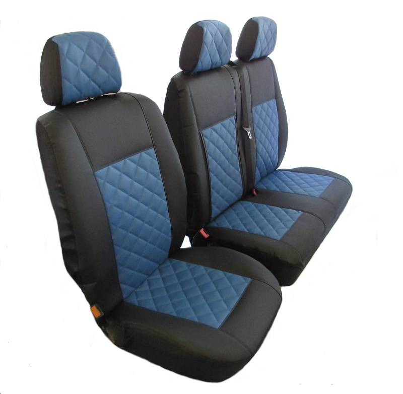 Sitzbezüge 2+1 passend für Mercedes Sprinter 2019+ BLAU Eco Leder von AVITON