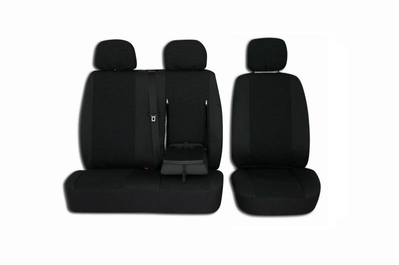 Vordersitzbezüge 2 + 1, passend für Peugeot Citroen Jumper Boxer Fiat Ducato 2006–2023 Linkslenker, maßgeschneiderter Stoff, Schwarz von AVITON