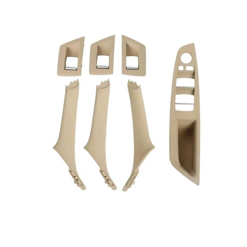 Auto Innentürgriff Für 5 Series F10 F18 Left Drive LHD 7Pcs 2010-2016 Beige Schwarz Carbon Faser Auto Innen Tür Griff Platte Dekorative Abdeckung Auto Türgriff Innen(RHD BEIGE) von AWGNTQQ
