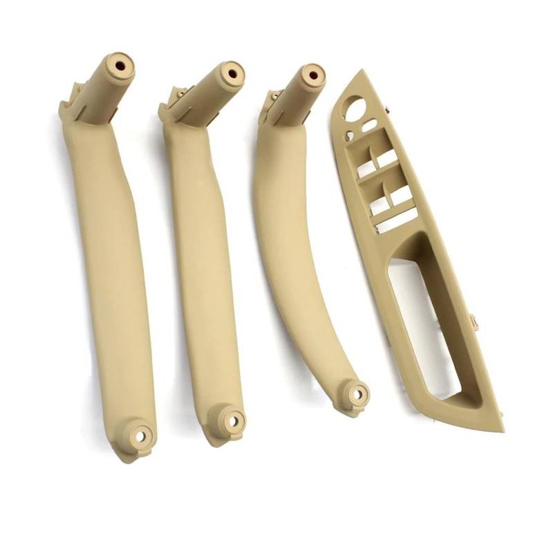 Auto Innentürgriff Für X5 X6 E70 E71 2007-2013 4PCS Set Auto Front Fahrer Tür Griff Armlehne Abdeckung Innen Tür Pull Griff Panel Trim Abdeckung Auto Türgriff Innen(Beige RHD 4PCS Set) von AWGNTQQ