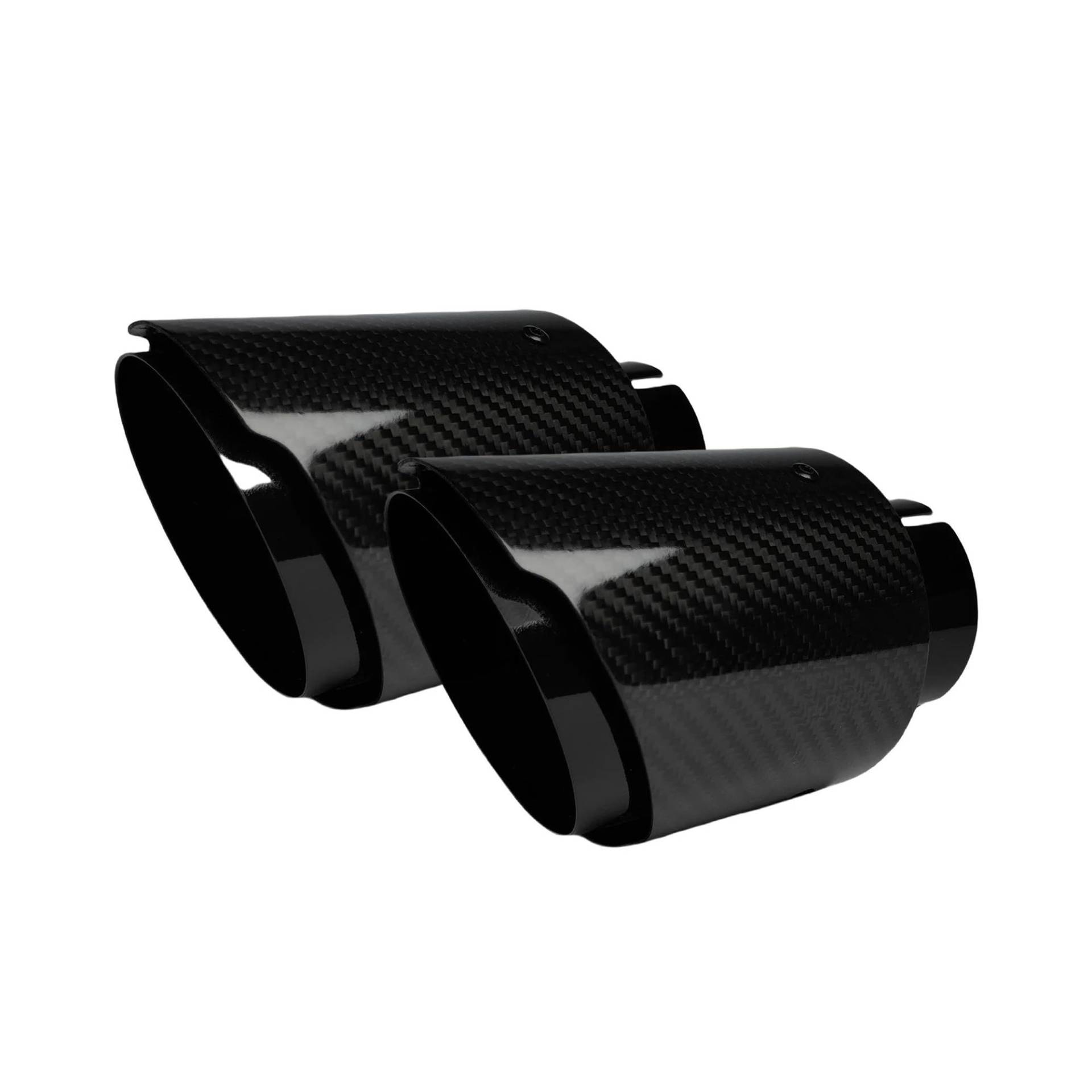 Endrohr 1 Stück Universal-Auto-Carbon-Faser-Schwanz-Hals-Edelstahl-Schalldämpfer Hellschwarzer Twill-glänzender Schalldämpfer-Auspuff-Düsenspitze Auspuff Endrohr(51mm-76mm) von AWGNTQQ