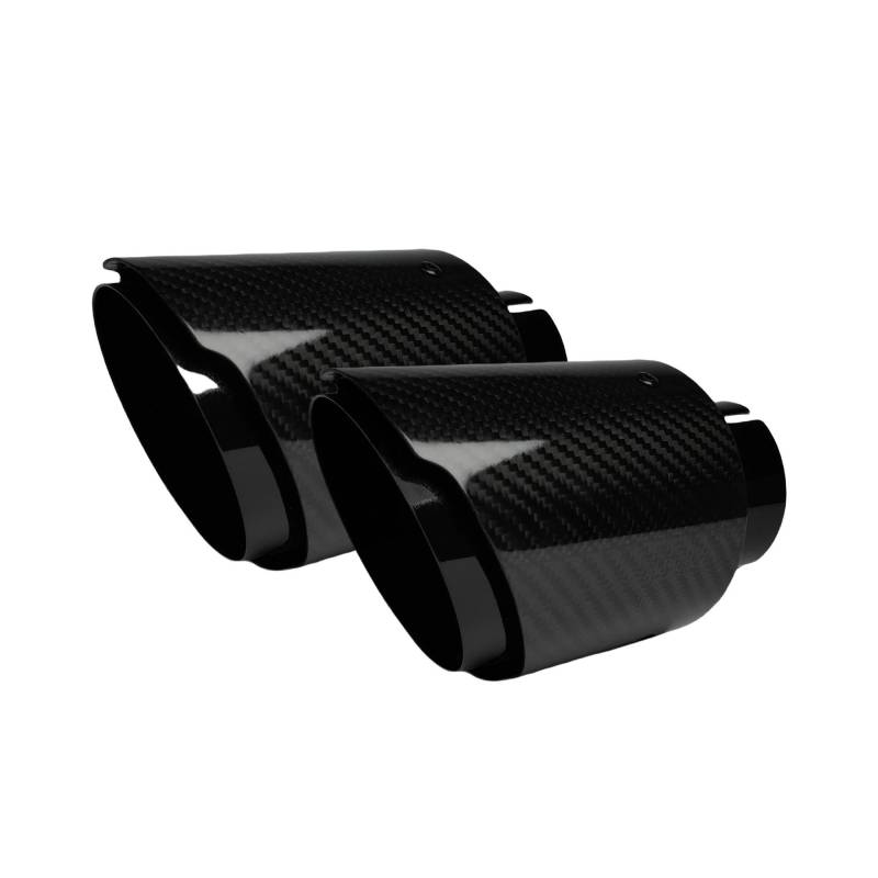 Endrohr 1 Stück Universal-Auto-Carbon-Faser-Schwanz-Hals-Edelstahl-Schalldämpfer Hellschwarzer Twill-glänzender Schalldämpfer-Auspuff-Düsenspitze Auspuff Endrohr(76.2mm-101mm) von AWGNTQQ