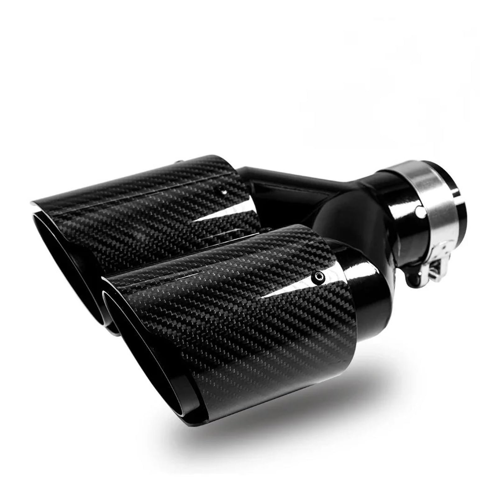 Endrohr 1 Stück Universal-Auto-Carbonfaser-Endschalldämpfer, Gleiche Länge Schwarze Y-förmige Doppel-Out-Twill-glänzende Auspuffspitze Auspuff Endrohr(76.2mm-101mm) von AWGNTQQ