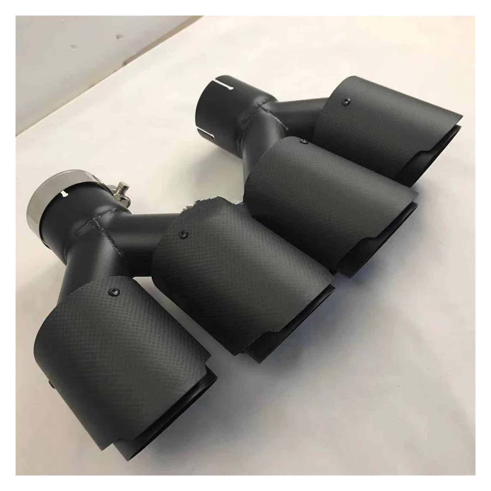 Endrohr 1PC Auto Modifikation Universal Dual Matt Schwarz Automobil Auspuffrohr Auspuff Endrohr(60-101MM) von AWGNTQQ