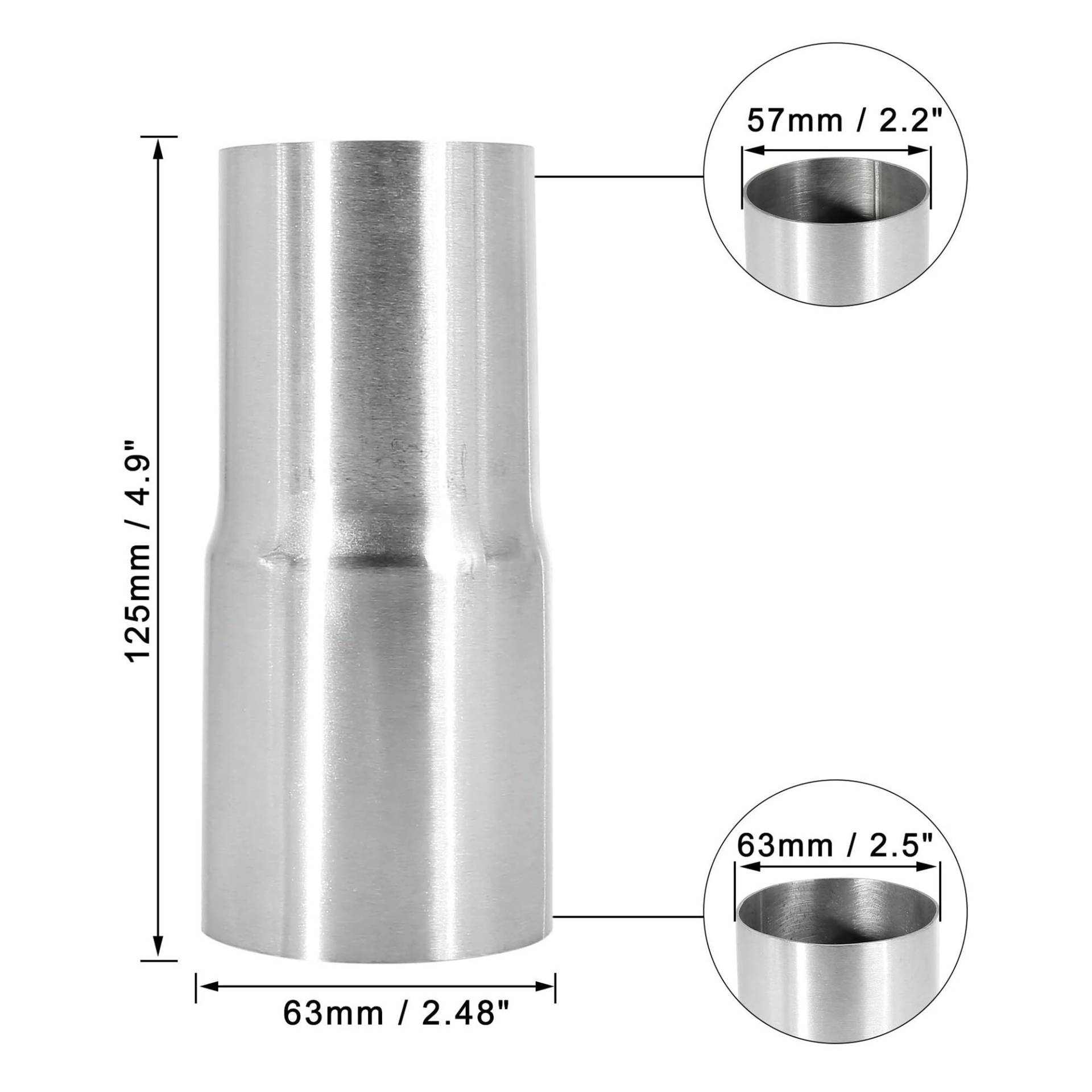 Endrohr 2,2" ID 2,5" OD Auto Universal Doppelventil Auspuff Geschweißt Rohr Adapter Reduzierstück Anschluss Stahl Pipeline Schalldämpfer Kit Auspuff Endrohr(B) von AWGNTQQ