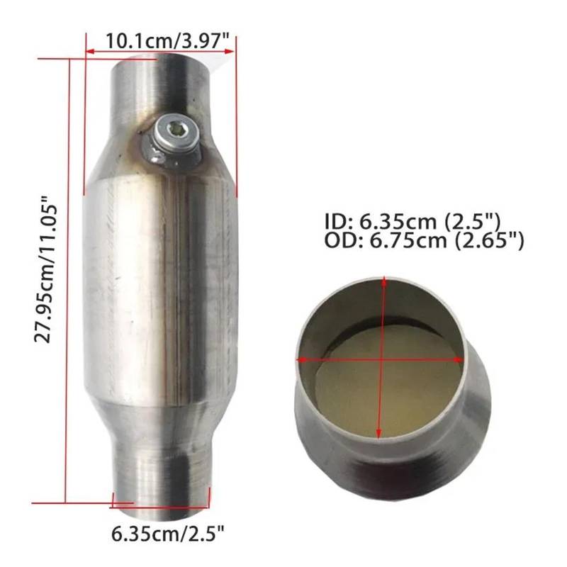 Endrohr 2'' 2,25'' 2,5'' 3" Universal Auto Katalysator 400 Zellen High Flow Schalldämpfer Katalysator Konverter Euro1 Runde Edelstahl Auspuff Endrohr(B) von AWGNTQQ