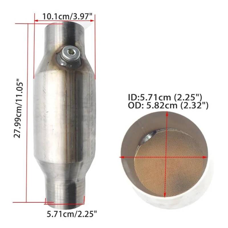 Endrohr 2'' 2,25'' 2,5'' 3" Universal Auto Katalysator 400 Zellen High Flow Schalldämpfer Katalysator Konverter Euro1 Runde Edelstahl Auspuff Endrohr(C) von AWGNTQQ