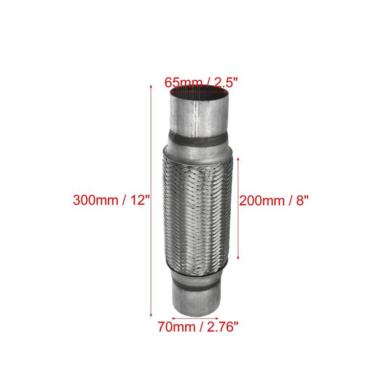 Endrohr 2 Stück Edelstahl-Schalldämpfer-Auspuff-Flexrohre, Flexible Auto-Auspuffrohre, Auspuffverbindungen, 51 Mm, 65 Mm, 75 Mm Auspuff Endrohr(65x200x300mm) von AWGNTQQ