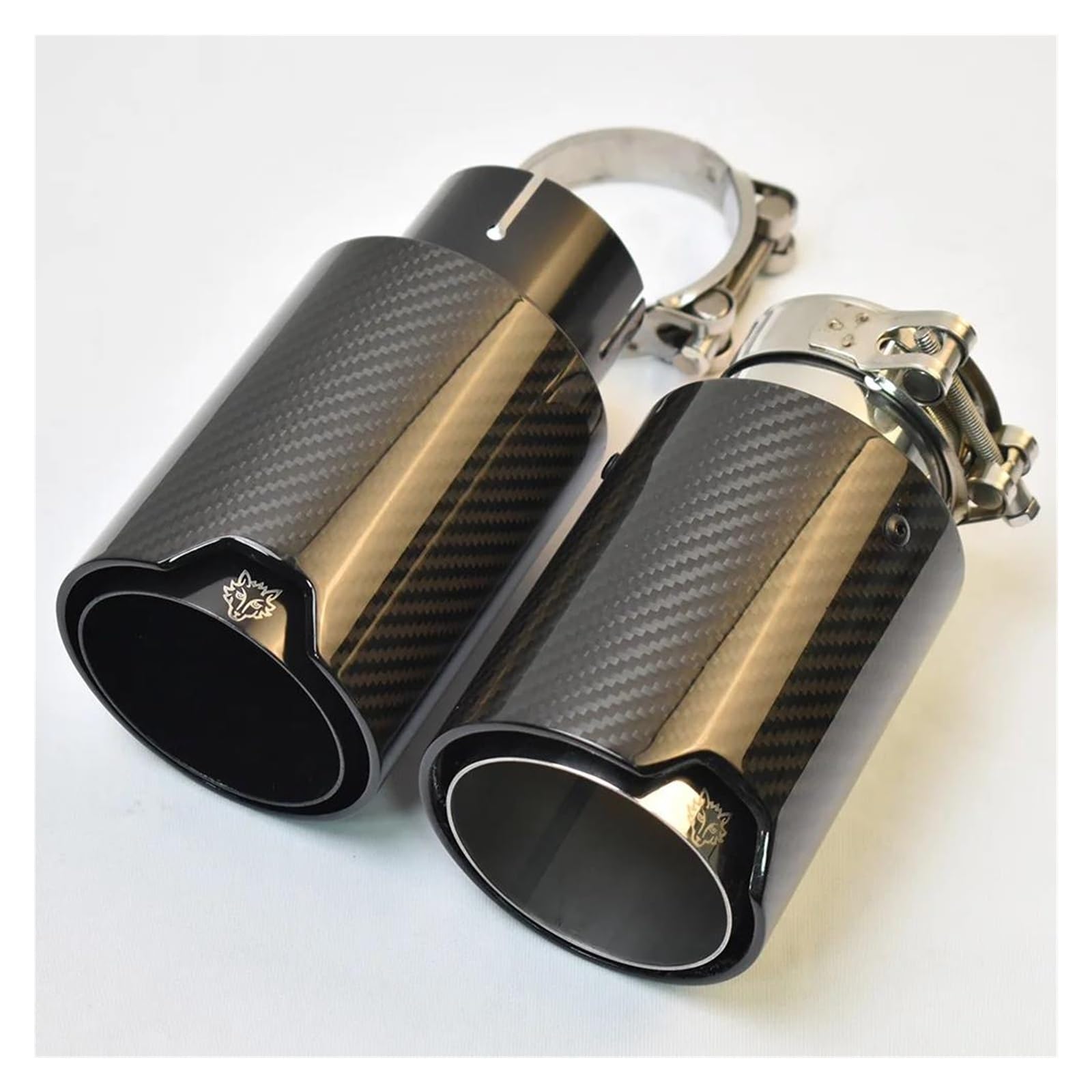Endrohr 93mm Outlet Auto Universal Glänzend Schwarz Auspuffrohr Carbon Faser Schalldämpfer Spitze Für E63 1Stück Auspuff Endrohr(70-93mm Silver) von AWGNTQQ
