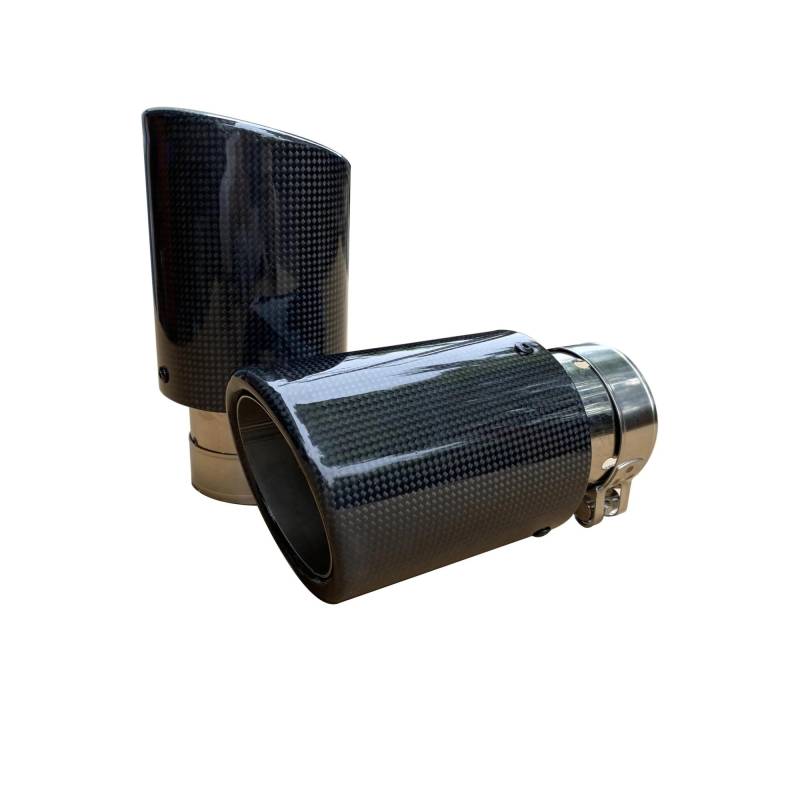 Endrohr Auspuffrohr-Schalldämpfer-Kohlenstofffaser-Endstückhals-Dekoration-Auspuffrohr-Endrohr 1-teiliges Auto-Universal Auspuff Endrohr(66mm IN-101mm Out) von AWGNTQQ