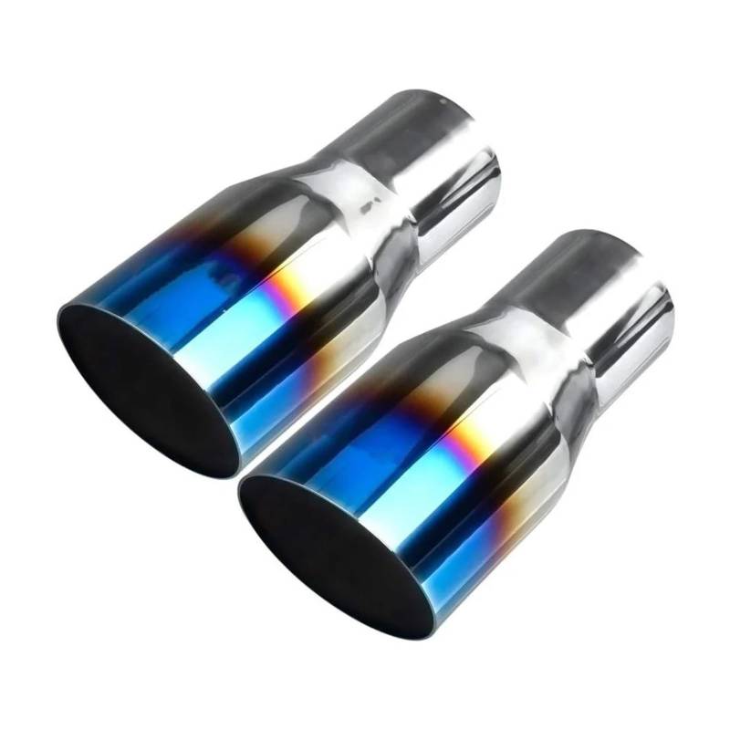Endrohr Auspuffspitze 2,5 Zoll Einlass 3 Zoll Auslass 20 cm Lang, 2,5 Zoll Bis 3 Zoll Anschweißbare Einfacher Schrägschnitt Packung Mit 2 Blau Gebrannt Auspuff Endrohr(Sliver 2pcs) von AWGNTQQ