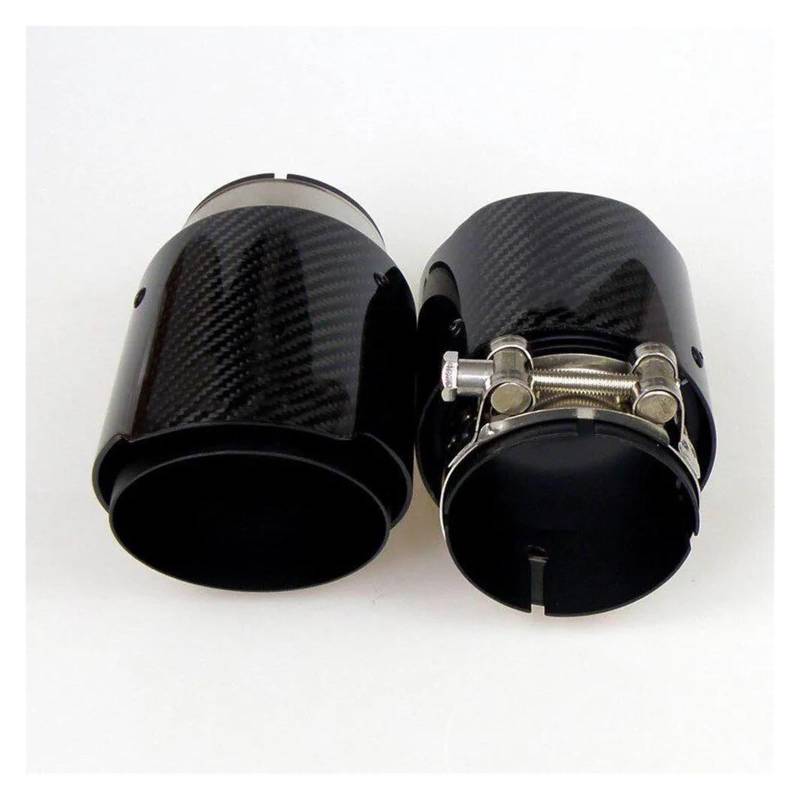 Endrohr Auto-Auspuffrohr Für E46, Mattschwarzes Rohr, Kohlefaser-Edelstahl, Universell Auspuff Endrohr(57-101MM) von AWGNTQQ