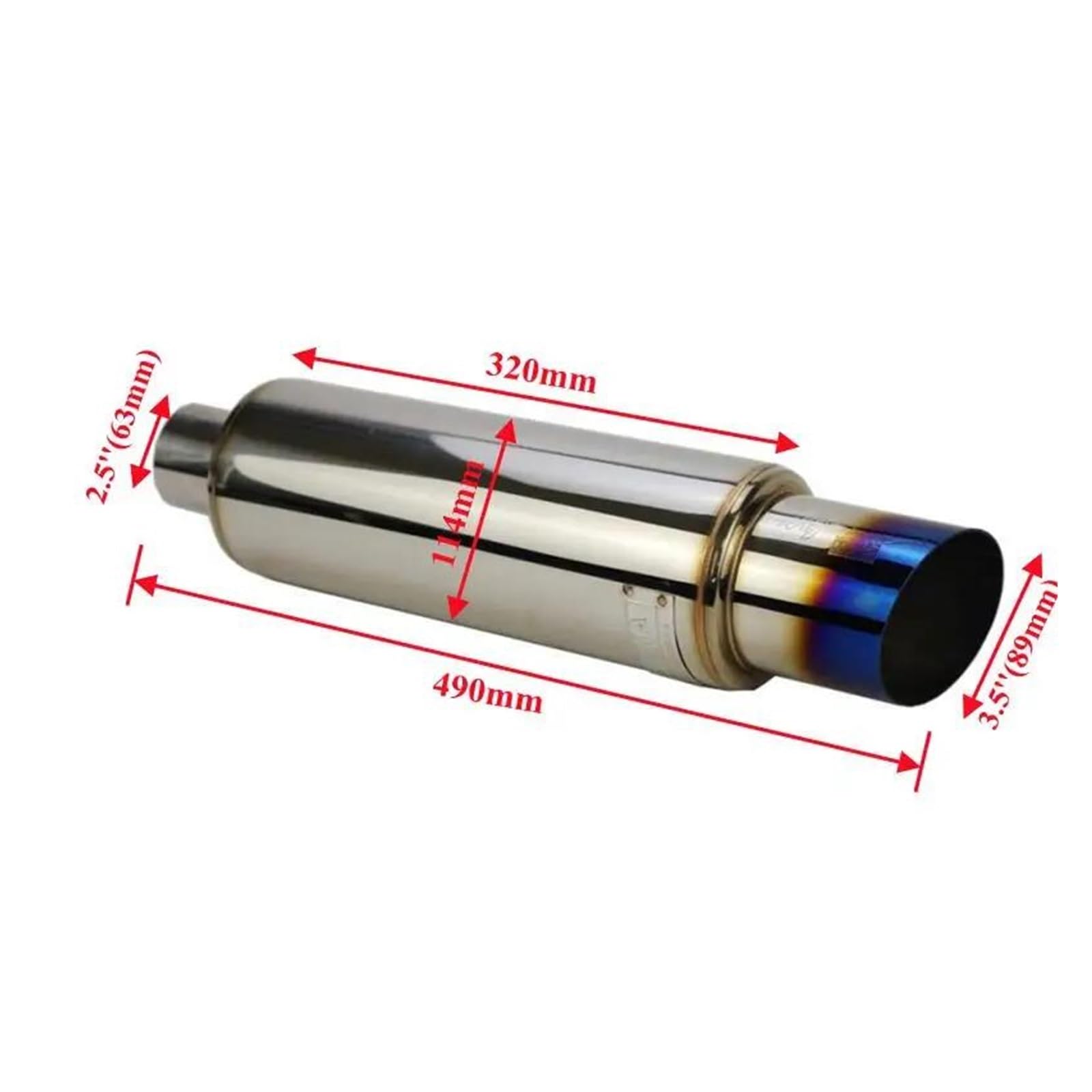 Endrohr Auto-Auspuffrohr-Schalldämpfer Heck Universelle Edelstahl-Auspuffanlagen Rennschalldämpfer 2 Zoll 2,5 Zoll Schräger Auslass Auspuff Endrohr(2.5 inch Inlet) von AWGNTQQ