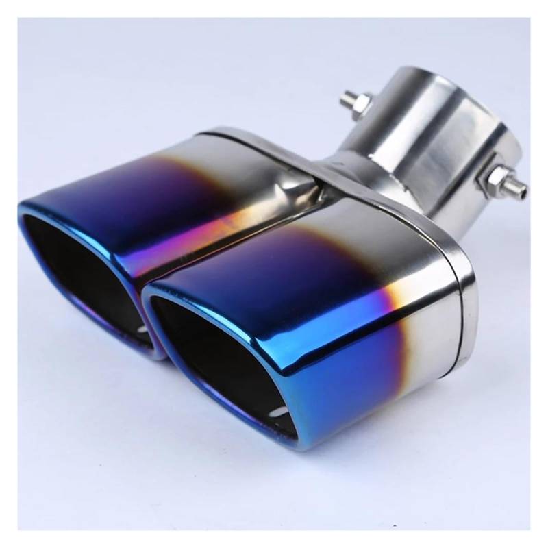 Endrohr Auto-Auspuffschalldämpfer Universeller Edelstahl-Heckhals Doppelte Auspuffrohr-Schnittstelle, 6,3 cm, Auspuffanlagen Autozubehör Auspuff Endrohr(Blau) von AWGNTQQ
