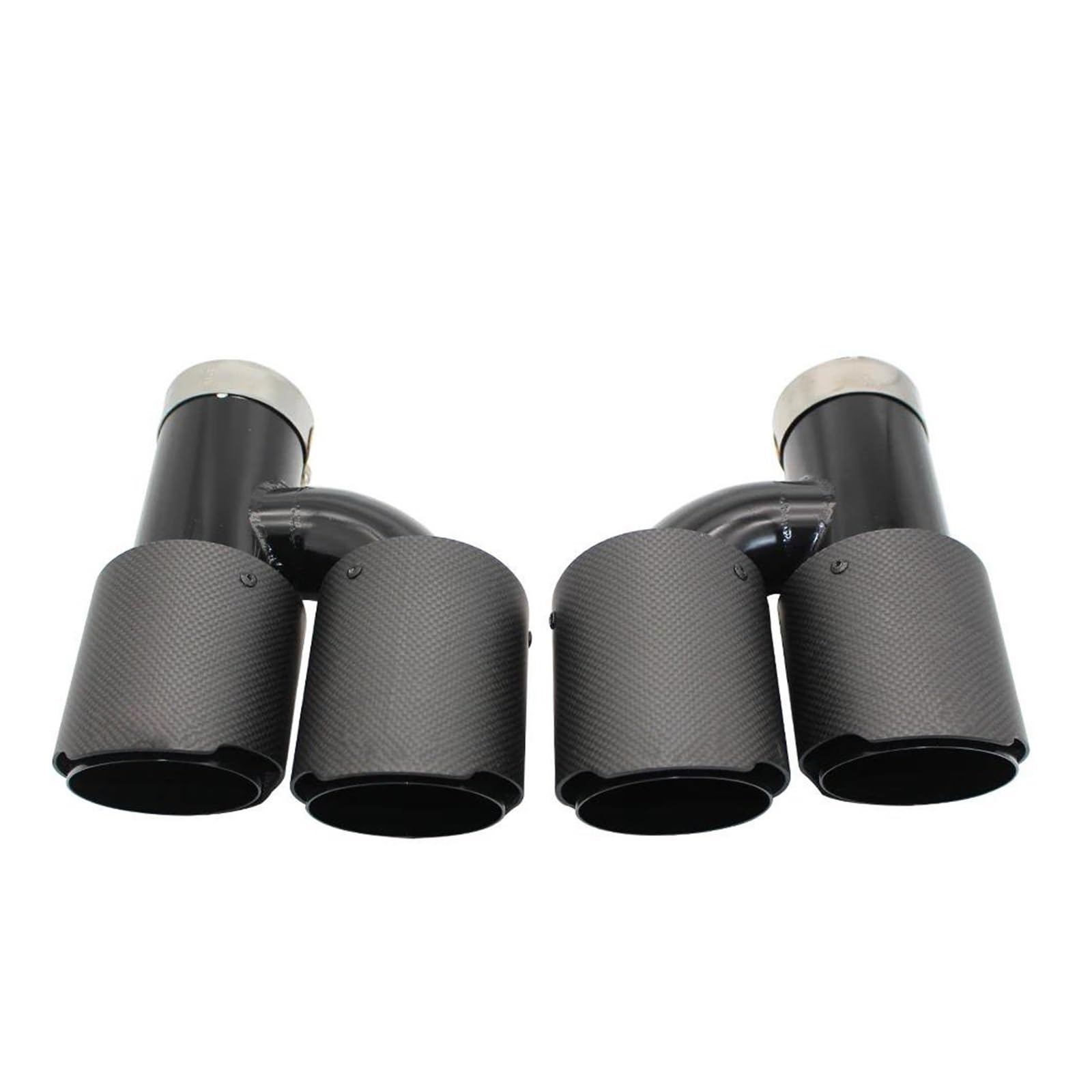 Endrohr Auto Carbon Faser Matte Schalldämpfer Spitze H Form Doppel Ausgang Auspuffrohr Schalldämpfer Düse Dekoration Universal Edelstahl Schwarz Auspuff Endrohr(Left 51mm-76mm) von AWGNTQQ