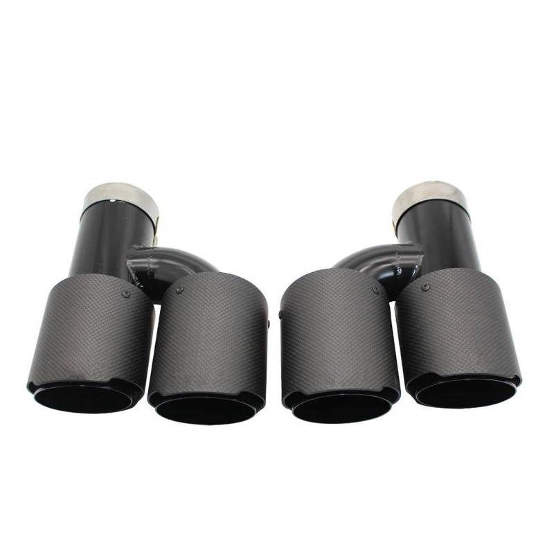 Endrohr Auto Carbon Faser Matte Schalldämpfer Spitze H Form Doppel Ausgang Auspuffrohr Schalldämpfer Düse Dekoration Universal Edelstahl Schwarz Auspuff Endrohr(Left 51mm-76mm) von AWGNTQQ