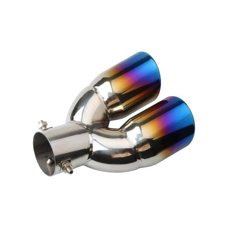 Endrohr Auto Eins Von Zwei Auspuff-Endrohren Nachrüstung Upgrade Zweireihiger Doppelauslass-Auspuffzylinder Mit Großem Durchmesser, Quadratisch Auspuff Endrohr(Straight Silver) von AWGNTQQ