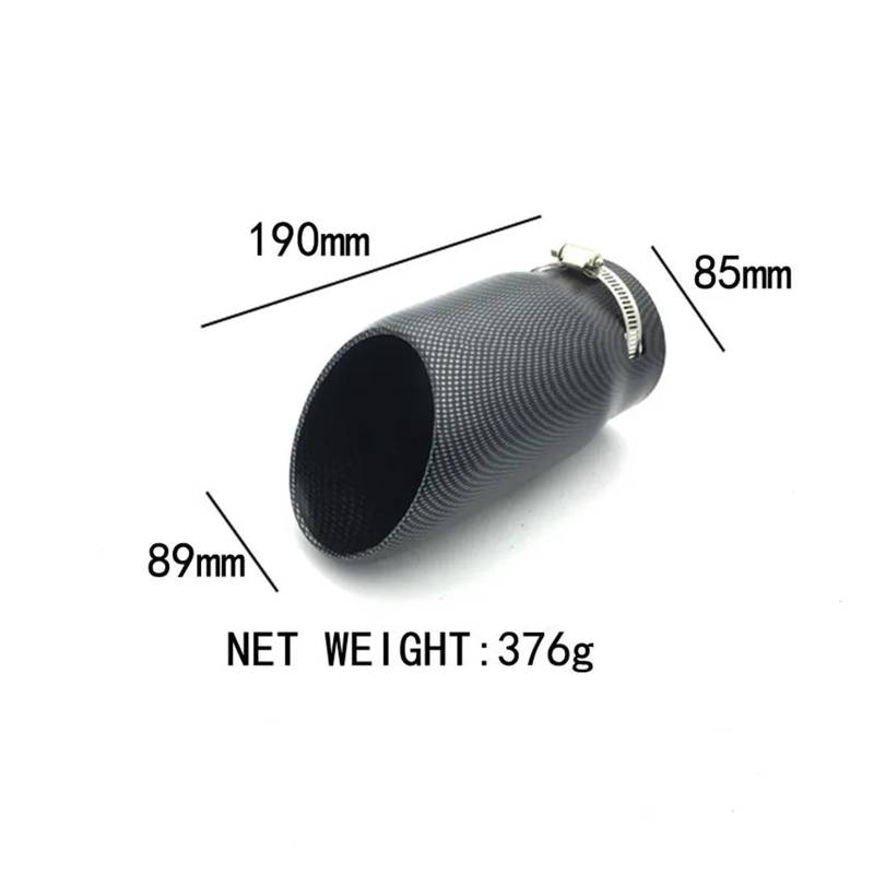 Endrohr Auto Styling Out 76mm/85mm Auspuffanlage Carbon Endrohr Schwarz Edelstahl Auspuff Endrohr 1pcs Universal Auspuff Endrohr(B) von AWGNTQQ