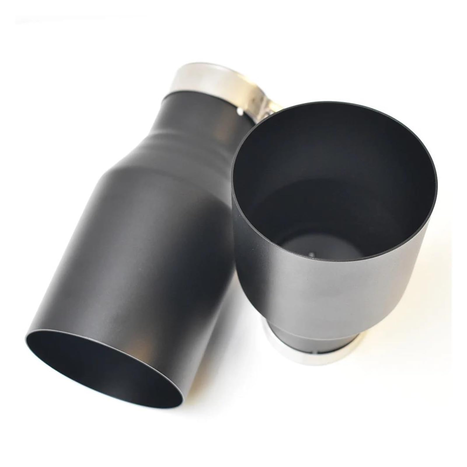 Endrohr Autozubehör Flacher Edelstahl-Schalldämpfer Mattschwarze Spitze Schrägschnitt-Endrohr 1 Stück Universal Auspuff Endrohr(60-101 Slash) von AWGNTQQ