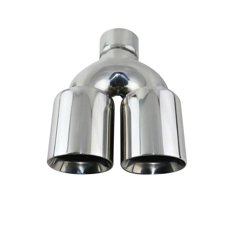 Endrohr Edelstahl-Auto-Auspuff-Endspitzen-Schnittstelle, 63 Mm, Rund, Dual-Auslass 89 Mm Auto-Schalldämpfer-Endrohr Silber Universal Auspuff Endrohr(EM20115a) von AWGNTQQ