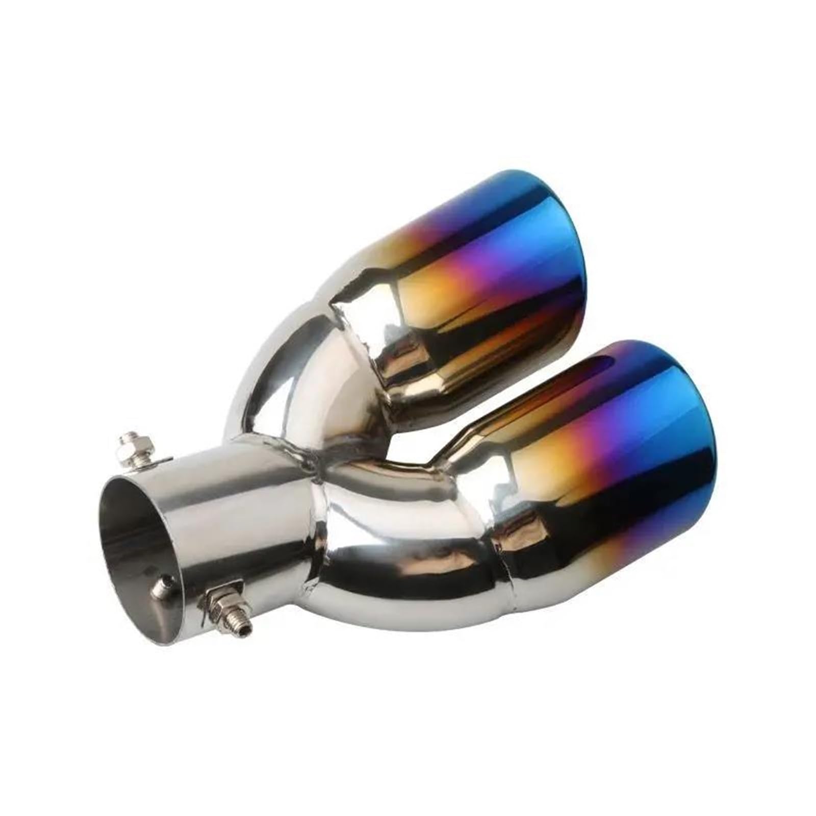 Endrohr FÜR Allgemeines FÜR Motoren Edelstahl A Out Two Auspuffrohr Endrohr Kehle Oblique Double Straight Mouth Modifiziertes Blau Silber Double Auspuff Endrohr(D) von AWGNTQQ