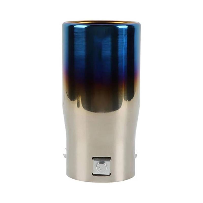 Endrohr Regenbogen-Auto-Auspuff-Schalldämpfer-Spitze 66 Mm Universal-Edelstahlrohr Chrom-Zierleiste Verbranntes Blau Schwanz Kehle Für Dekorieren Auspuff Endrohr(Burnt Blue) von AWGNTQQ