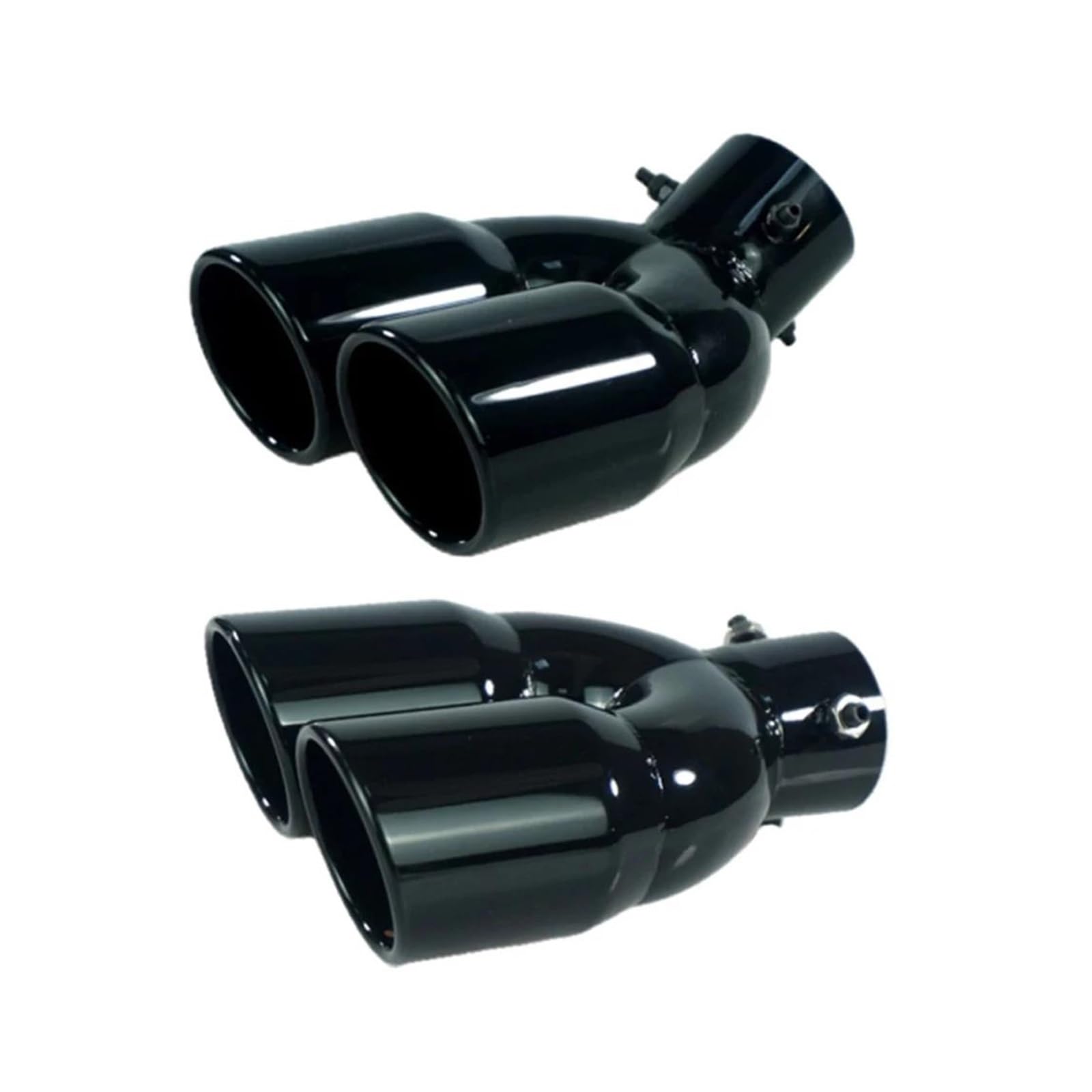Endrohr Universal 63mm Auto Einlass Doppel-Barrel Hinten Auspuff Spitze Endrohr Schalldämpfer Schwarz Outlet Edelstahl Auto Zubehör Auspuff Endrohr(Black Z) von AWGNTQQ