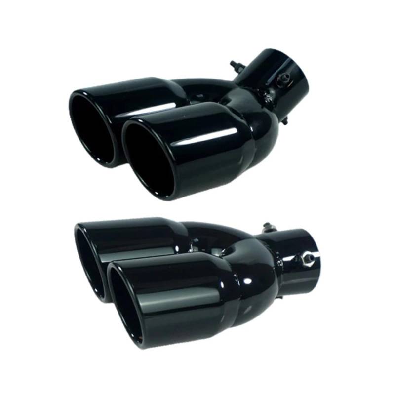 Endrohr Universal 63mm Auto Einlass Doppel-Barrel Hinten Auspuff Spitze Endrohr Schalldämpfer Schwarz Outlet Edelstahl Auto Zubehör Auspuff Endrohr(Black Z) von AWGNTQQ