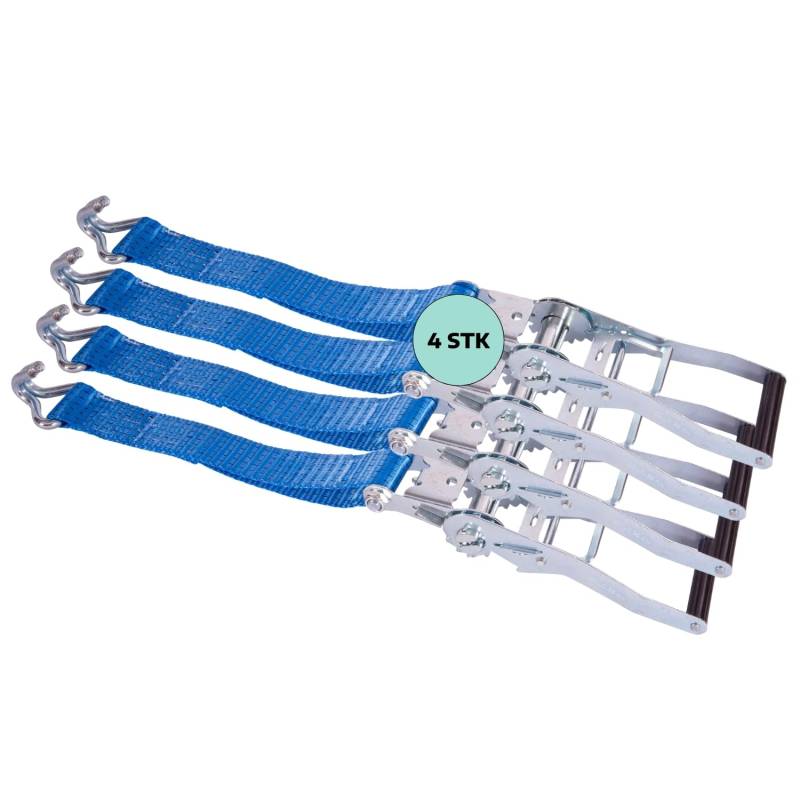 AWOTEX 4 x Zurrgurt 2-teilig mit Ratsche 8 m & 2-Strang Spitzhaken I Spanngurte mit Ratsche I Gurte zum Befestigen I Spanngurt mit Sicherheitsetikett I Zurrgurte mit Spitzhaken von AWOTEX