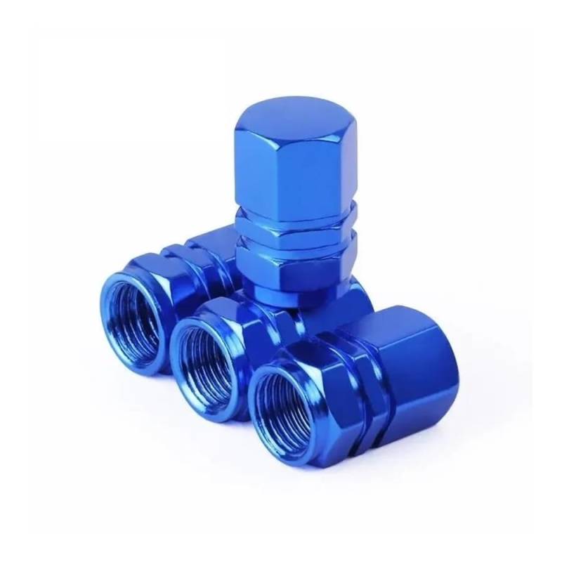 4 Stück Reifenventilkappen Aus Aluminiumlegierung Auto-Rad-Reifen-Ventilkappen Für Autos LKWs Motorrär Fahrrär Motorrad Bolzen(4 Pcs Blue) von AXCAR