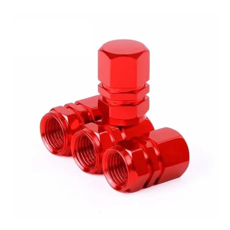 4 Stück Reifenventilkappen Aus Aluminiumlegierung Auto-Rad-Reifen-Ventilkappen Für Autos LKWs Motorrär Fahrrär Motorrad Bolzen(4 Pcs Red) von AXCAR