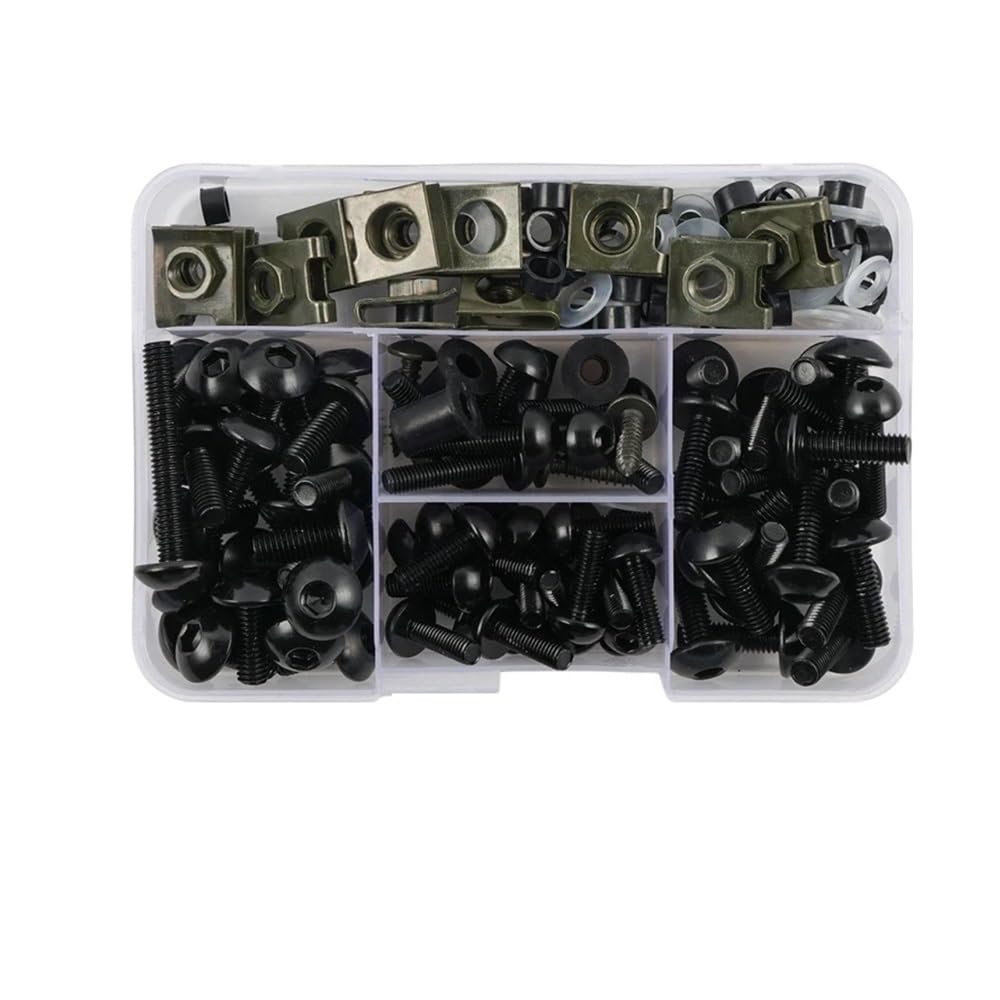 AXCAR 177 Stück Verkleidungsschrauben Motorradschrauben Schrauben Muttern Für Für Z750 Für Z900 Für Z1000 Für Z800 Für V&ersys 650 Motorrad Bolzen(Black) von AXCAR