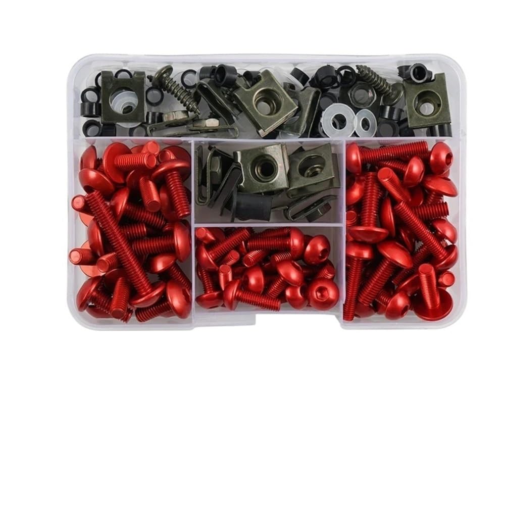 AXCAR 177 Stück Verkleidungsschrauben Motorradschrauben Schrauben Muttern Für Für Z750 Für Z900 Für Z1000 Für Z800 Für V&ersys 650 Motorrad Bolzen(Red) von AXCAR