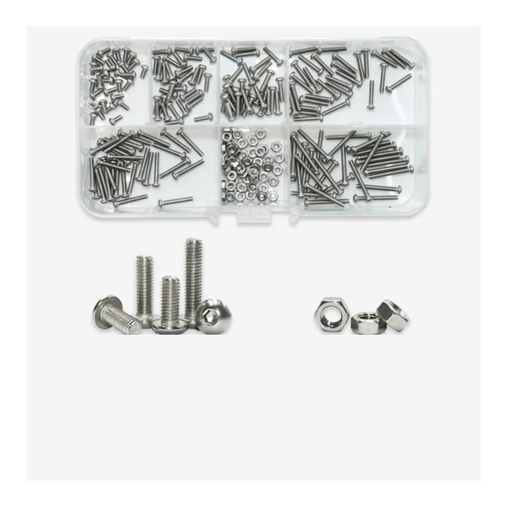 AXCAR 304 Elstahl Innensechskantschraube ISO7380 M2 M3 M4 M5 M6 Innensechskantschraube Mutter Motorrad Bolzen(230pcs M2) von AXCAR