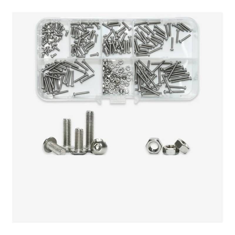 AXCAR 304 Elstahl Innensechskantschraube ISO7380 M2 M3 M4 M5 M6 Innensechskantschraube Mutter Motorrad Bolzen(230pcs M2) von AXCAR