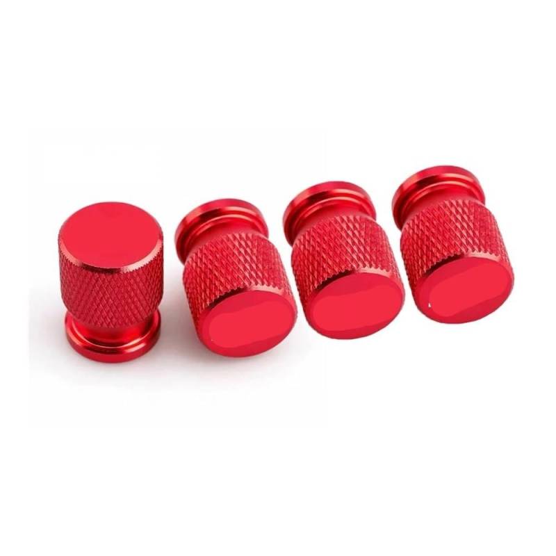 AXCAR 4 Stück Aluminiumlegierung Rad Reifen Ventilkappen Reifen Felgenschaft Abckungen Zubehör Motorrad Bolzen(Red) von AXCAR