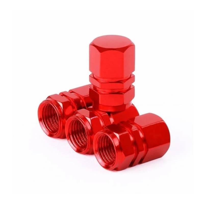 AXCAR 4 Stücke Aluminiumlegierung Rad Reifen Ventilkappen Reifen Felge Vorbau Abckungen Für Motorrär Zubehör Motorrad Bolzen(Red 4pcs) von AXCAR