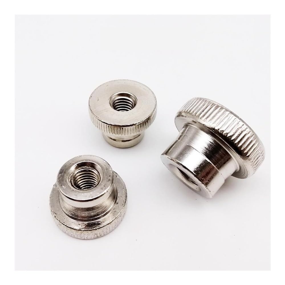 AXCAR Für DIN466-B Für GB806 M3 M4 M5 M6 M8 M10 Verzinkte Rändelmutter Mutter Festziehen Motorrad Bolzen(Color1,M6 5PCS) von AXCAR