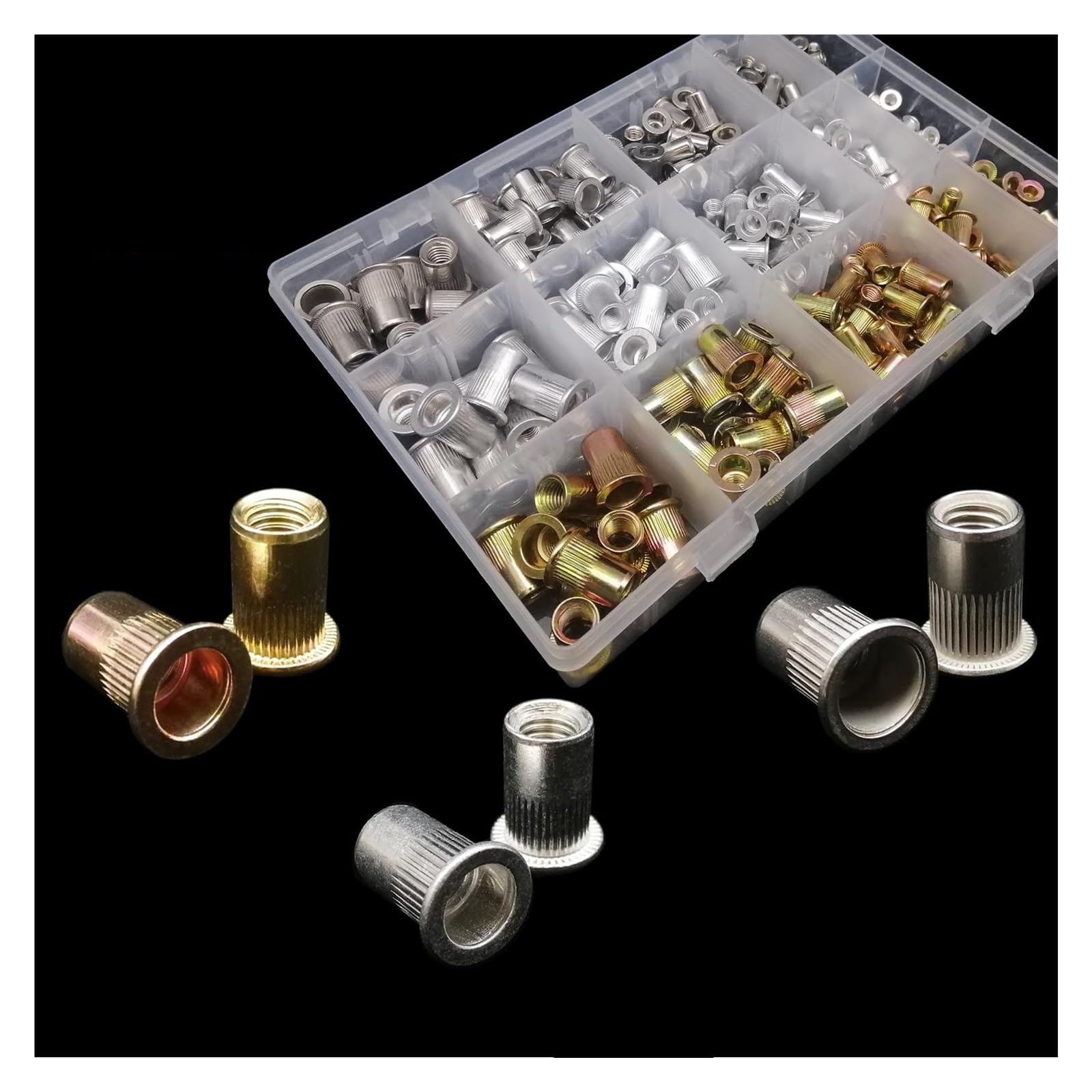 AXCAR M3 M4 M5 M6 M8 304 Elstahl Aluminium Stahl Flachmutter Nutsert Set Kit Motorrad Bolzen(Color7) von AXCAR