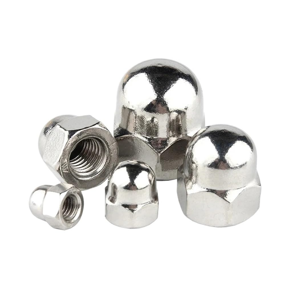 AXCAR M3 M4 M5 M6 M8 M10 Hutmutter 201Edelstahl Dekorative Kuppelhutmuttern Motorrad Bolzen(M6 (20PCS)) von AXCAR
