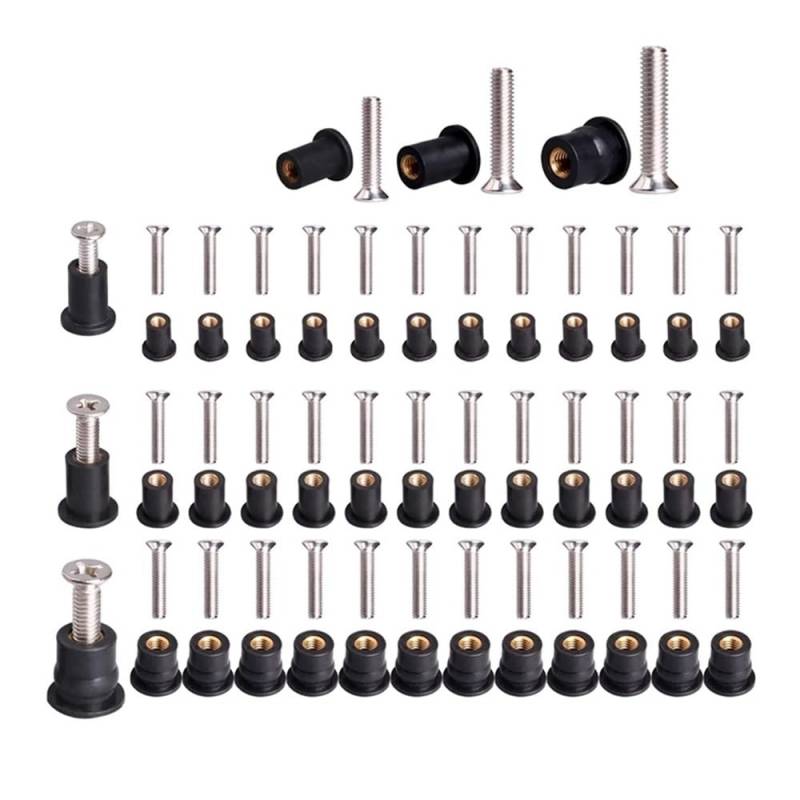 AXCAR M4/M5/M6 Gummi-Well-Muttern Mit Elstahl-Schraube Kajak-Kupferschrauben Well-Nuss-Set Motorrad Bolzen von AXCAR