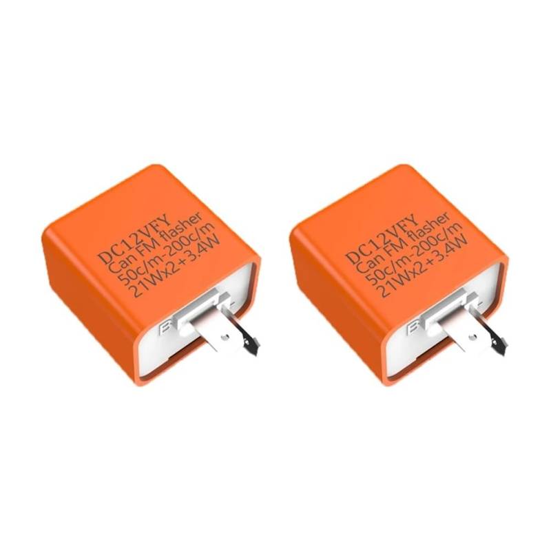 AXCAR Motorrad-Relais 12 V Verstellbar 2-polig Relais Zubehör(2Pcs Orange) von AXCAR