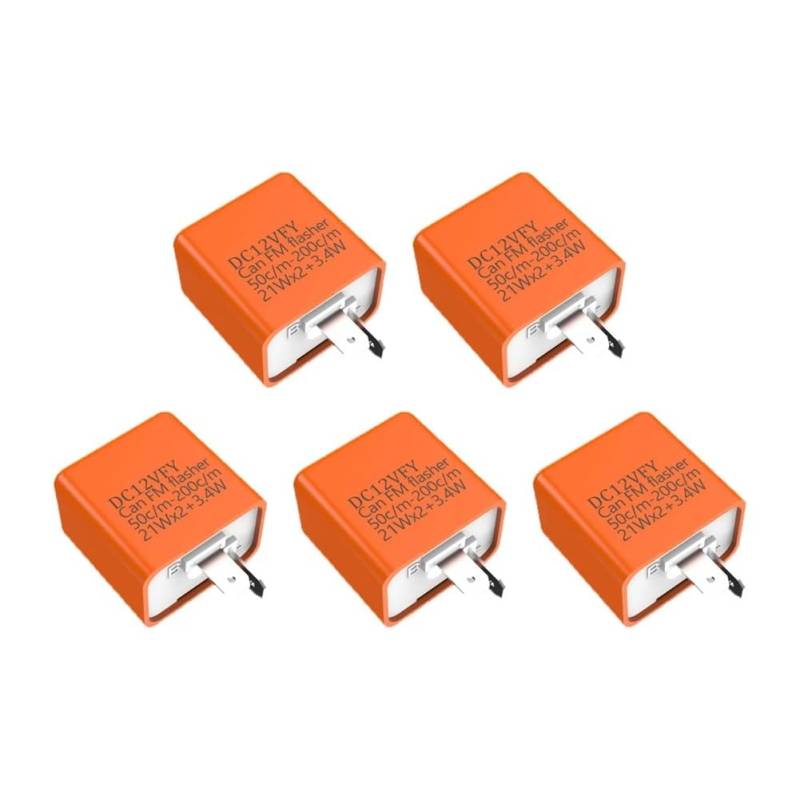 AXCAR Motorrad-Relais 12 V Verstellbar 2-polig Relais Zubehör(5Pcs Orange) von AXCAR