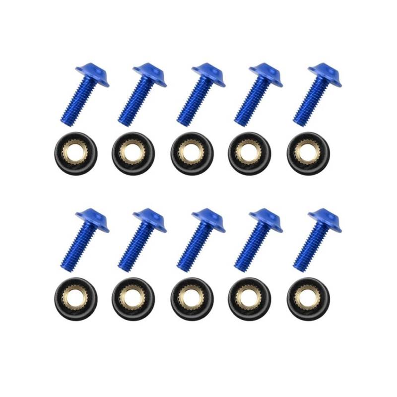 AXCAR Motorrad Windschutzscheibe Windschutzscheibe Verkleidung Bolzen Schraubensatz Muttern M5 16mm Radmuttern Motorradzubehör Motorrad Bolzen(Blue) von AXCAR