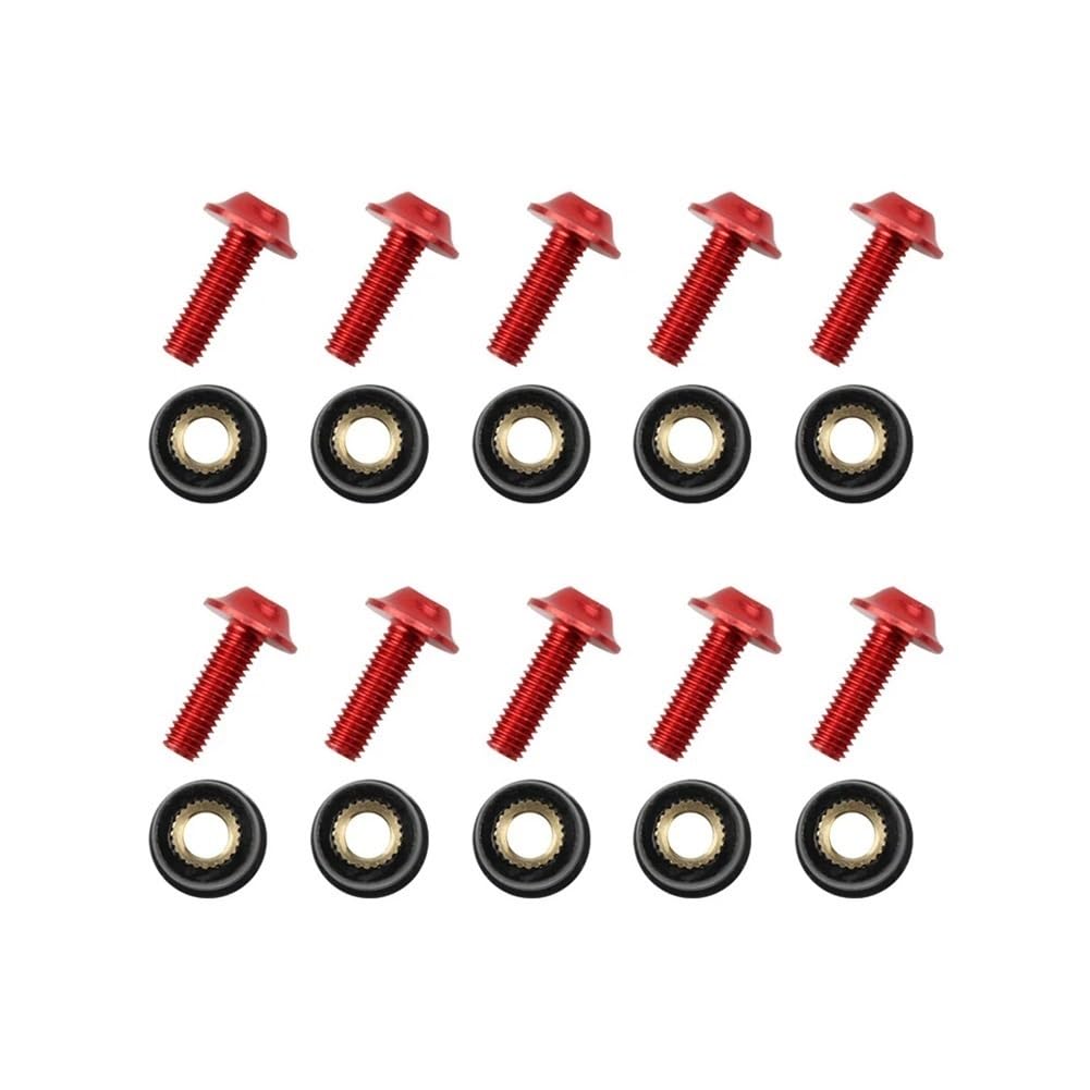 AXCAR Motorrad Windschutzscheibe Windschutzscheibe Verkleidung Bolzen Schraubensatz Muttern M5 16mm Radmuttern Motorradzubehör Motorrad Bolzen(Red) von AXCAR