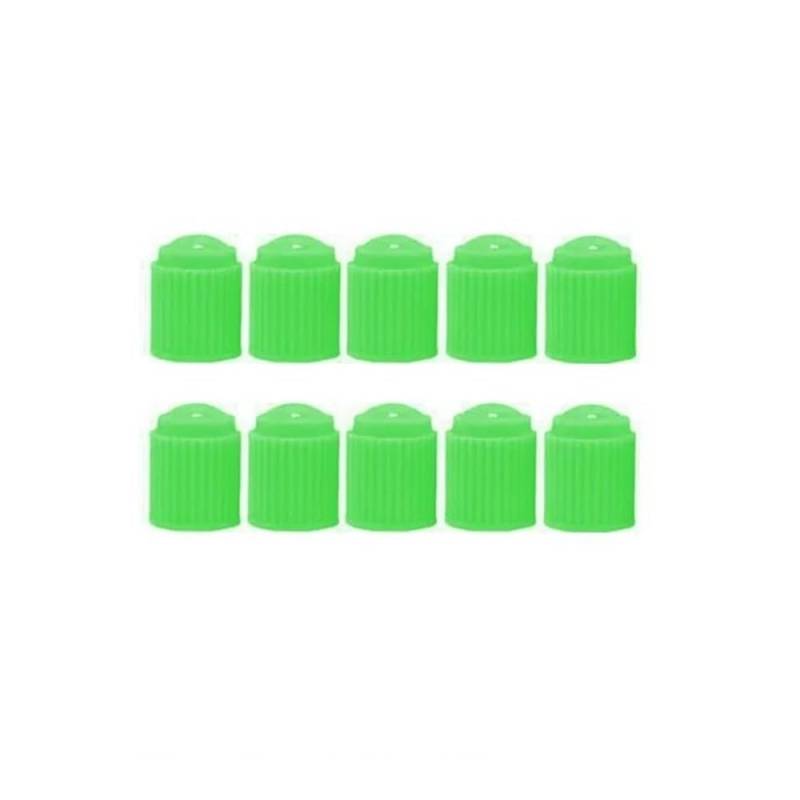 AXCAR Reifenventilkappen Motorrad Fahrrad Reifenventile Abckkappen Kunststoff Reifen Rad Ventilkappen Autozubehör Motorrad Bolzen(Green 10pcs) von AXCAR