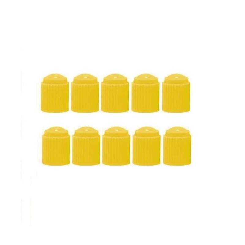 AXCAR Reifenventilkappen Motorrad Fahrrad Reifenventile Abckkappen Kunststoff Reifen Rad Ventilkappen Autozubehör Motorrad Bolzen(Yellow 10pcs) von AXCAR