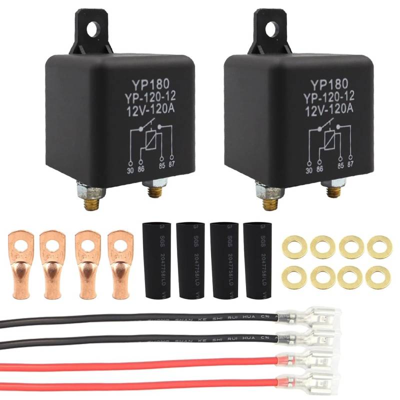 AXCAR Relais 12V 24V 250A Dauertyp Hochleistungs-Motorrad-Batterie-Steuerschalter Terminal Starter-Relais-Sockel-Kit(120A) von AXCAR